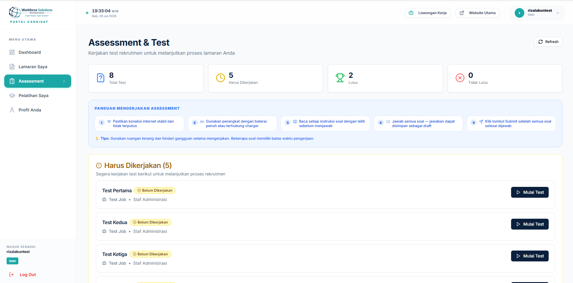 Kerjakan Psikotest